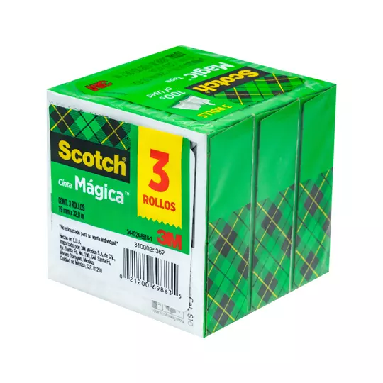 Cinta Mágica Scotch Mod. 810-3pk 3M 19x32.9 paquete con 3 piezas