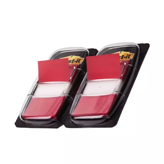 Banderitas adhesivas Post-It 3m color rojo 2 block con 50 banderitas c/u