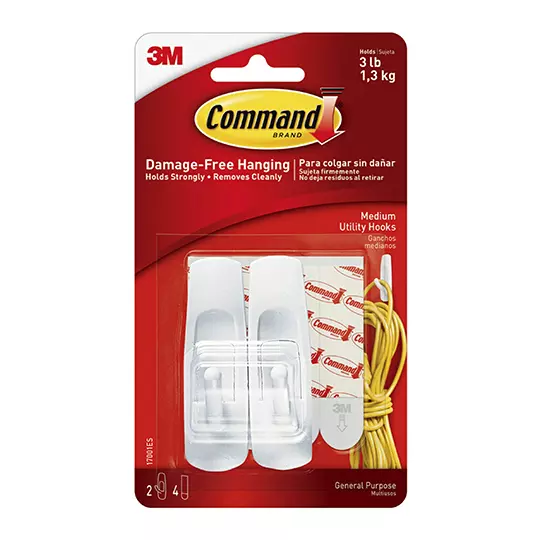 Gancho dhesivo para interiores Command, Blanco Mediano Pack 2 piezas