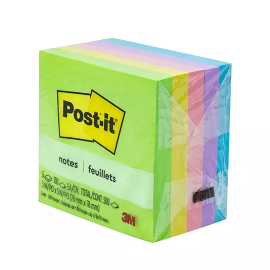 Notas adhesivas Mod. 654-5uc Post-it Jaipur 3x3 pulgadas, 5 blocks con 100 hojas