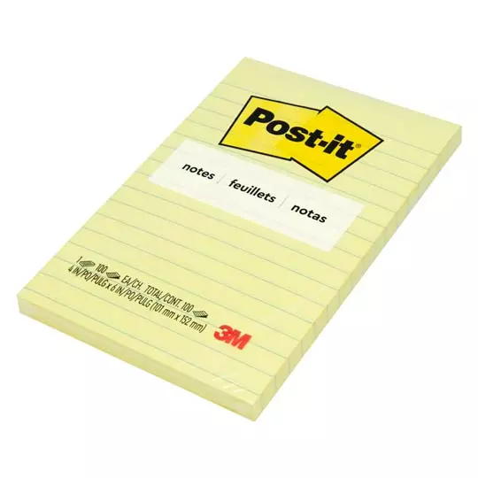 Notas adhesivas Mod. 660 Post-it amarillas 4x6 pulgadas 1 block con 100 hojas ra