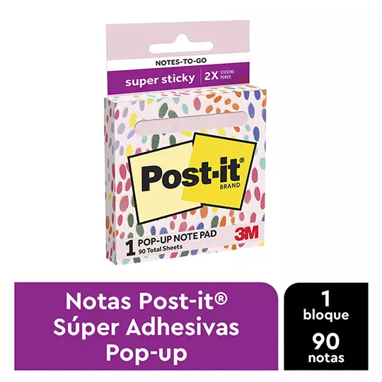 Notas adhesivas Post-It POP-UP Super Sticky 3 X 3 pulg color rosa c/90 notas