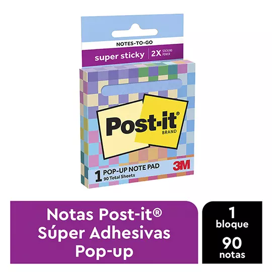 Notas adhesivas Post-It POP-UP Super Sticky 3 X 3 pulg color azul c/90 notas