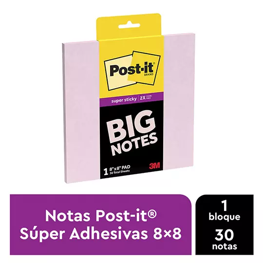 Notas adhesivas Post-It BIG NOTE Super Sticky 6 x 6 pulg color rosa c/30 notas