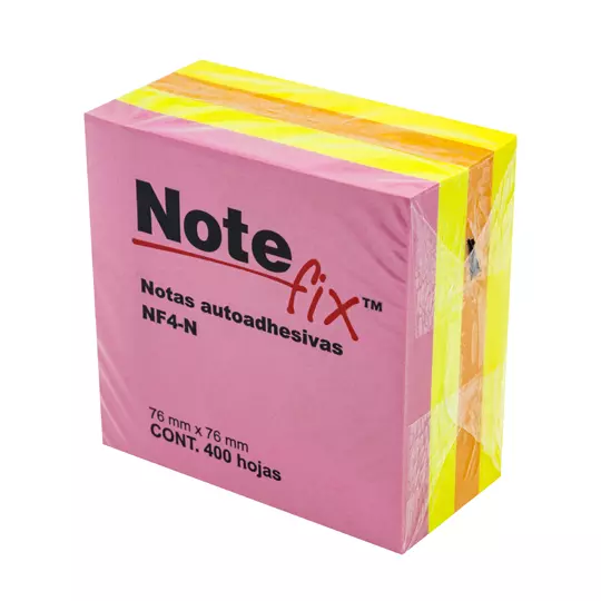 Notas adhesivas adhesivas Note fix 7.6x7.6. Mod. nf4-n 1 paquete con 4 blocks