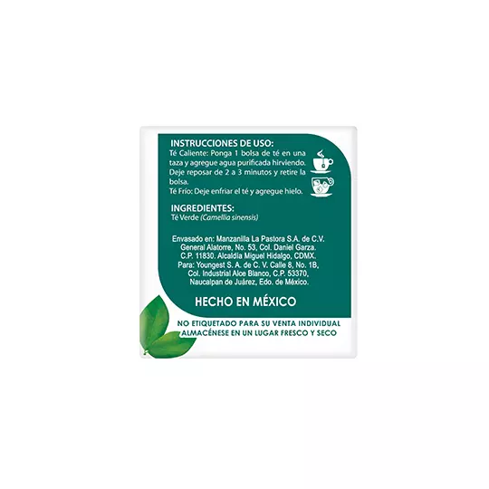 Té verde LA PASTORA caja con 25 sobres.