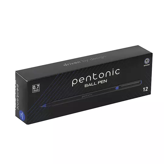 Bolígrafo fino Pentonic Ball Pen 0.7 mm color azul caja con 12 piezas