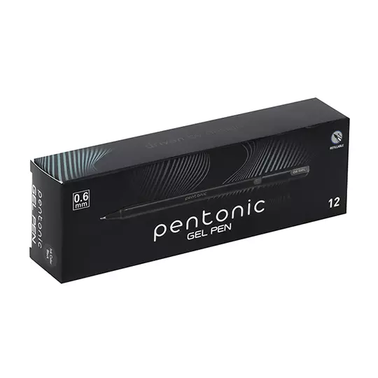 Bolígrafo de gel extra fino Pentonic Gel Pen 0.6 mm color negro caja c/12 pzs