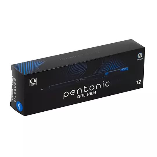 Bolígrafo de gel extra fino Pentonic Gel Pen 0.6 mm color azul caja c/12 pzs