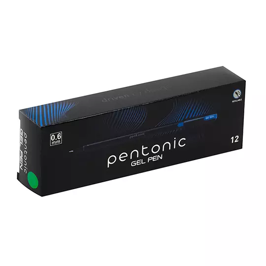 Bolígrafo de gel extra fino Pentonic Gel Pen 0.6 mm color verde caja c/12 pzs
