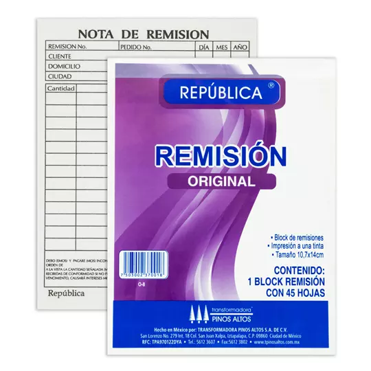 Remisión original Pinos Altos de 1/8.