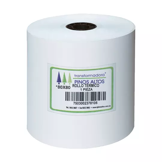 Rollo de papel térmico Pinos Altos 80 x 80 mm caja con 50 rollos a granel