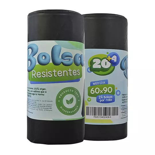 Bolsa chica con jareta, rollo con 24 bolsas, medidas de 60x90 cm