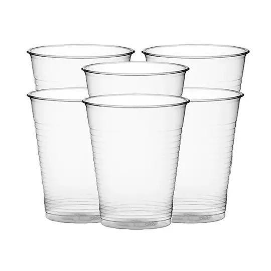 Vaso de plástico transparente PRIMO no. 10 caja con 20 paquetes de 50 pzas.