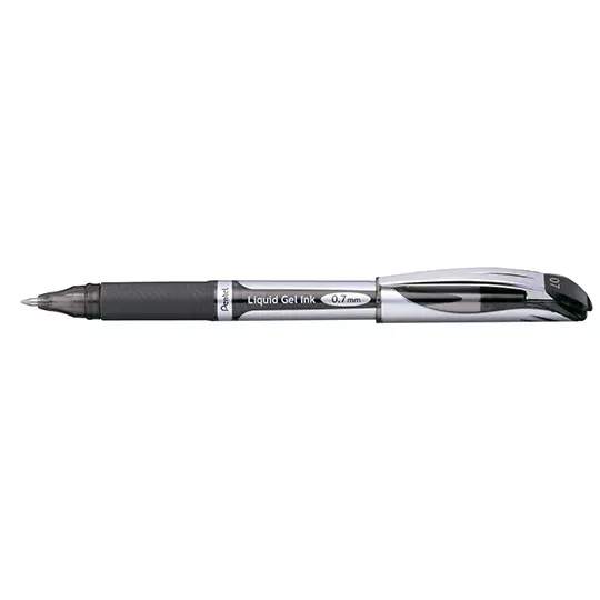 Bolígrafo stick Pentel Energel negro, punto  0.7 mm caja con 12 pz.