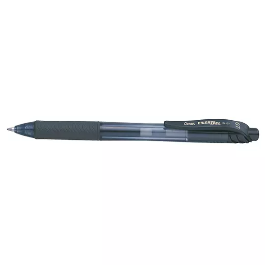 Bolígrafo retractil Pentel Energel negro, punto  0.7 mm caja con 12 pz.