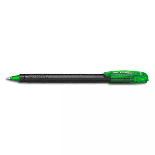 Bolígrafo stick Pentel Energel verde punto  0.7 mm caja con 12 pz.