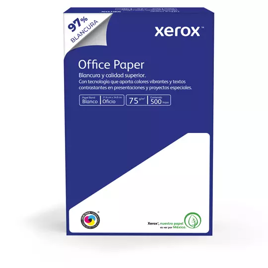 Caja de papel bond Azul Xerox tamaño oficio 97% de blancura 75gr.
