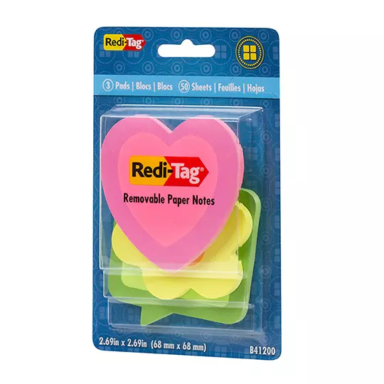 Notas adhesivas de figuras Redi-Tag 6.8 x 6.8 cm paquete con 3 blocks