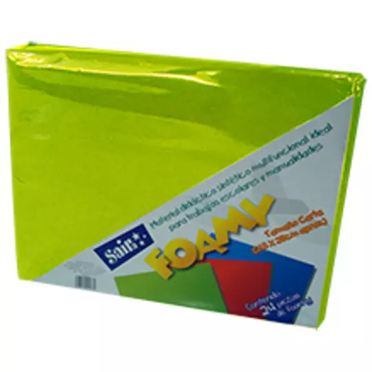 Foamy saira tamaño carta  verde limon 24 piezas