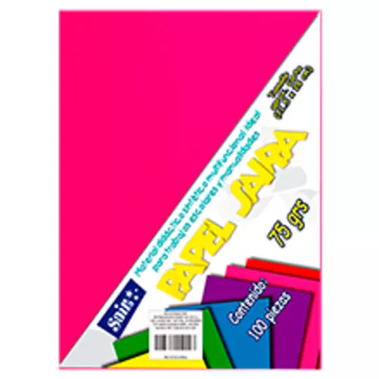 Paquete de hojas de color saira tamaño carta  rosa mexicano 75 grs 100 hojas