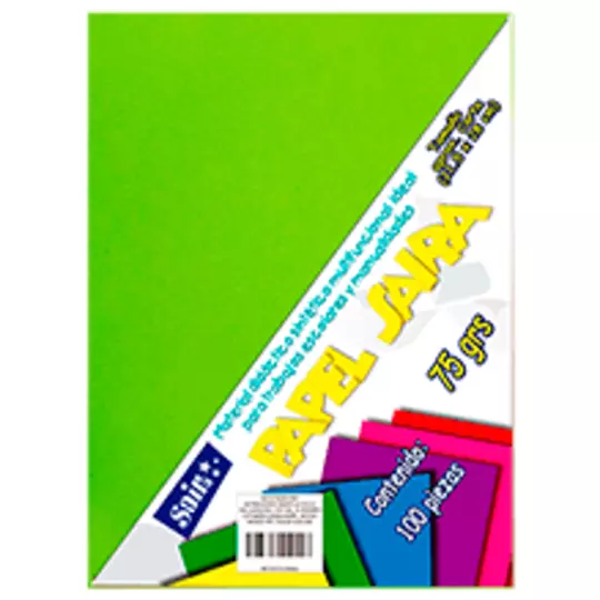 Paquete de hojas de color saira tamaño carta  verdelimon 75 grs 100 hojas