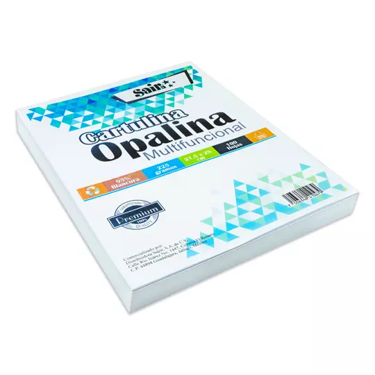 Paquete de cartulina opalina blancura 95%225gr.Saira tamaño carta paquete 100 hs