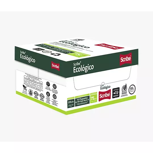 Caja de papel bond Scribe Ecológico tamaño oficio 93% de blancura 75 grs 3