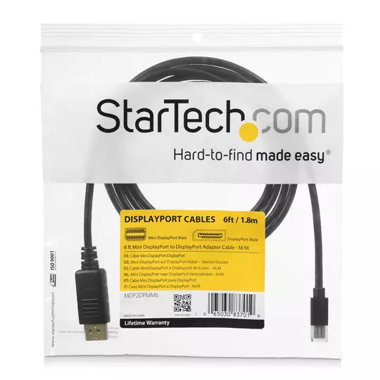 Cable Startech mini dp 4k 1.2 a dp m-m 3m negro