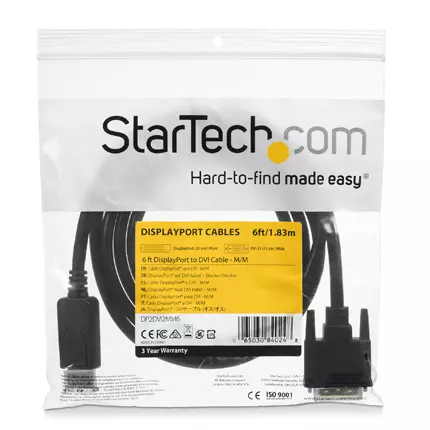 Cable Startech 1.8m de video dp a dvi sivo