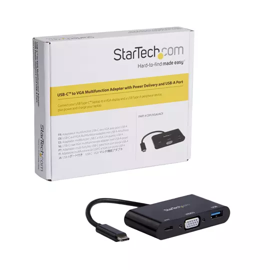 Adaptador Startech USB-c a VGA y puerto USB-a