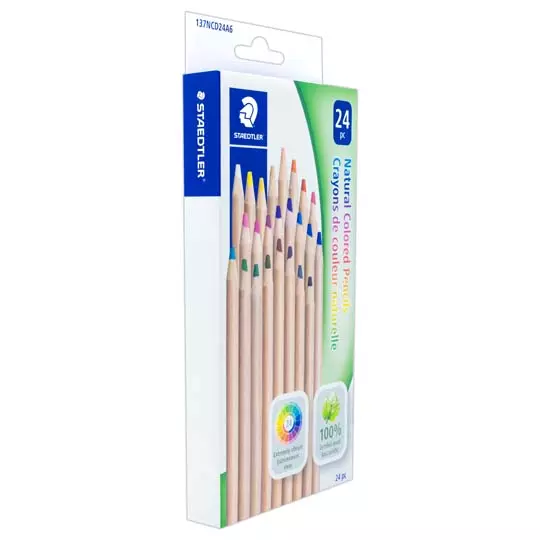 Lápices de color Staedtler de madera natural caja con 24 piezas