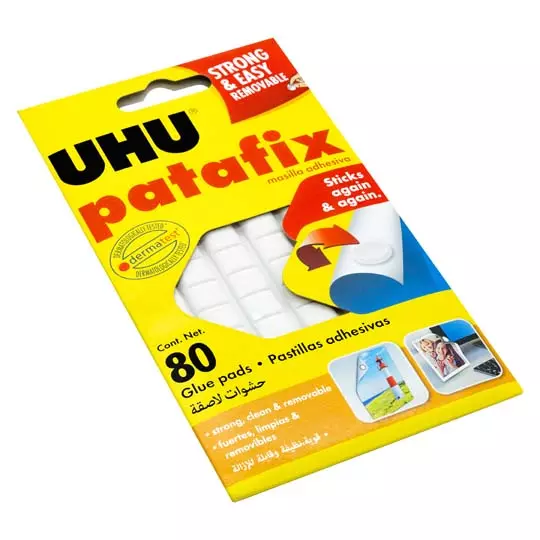 Pastillas de pegamento UHU Patafix color blanco con 80 almohadillas
