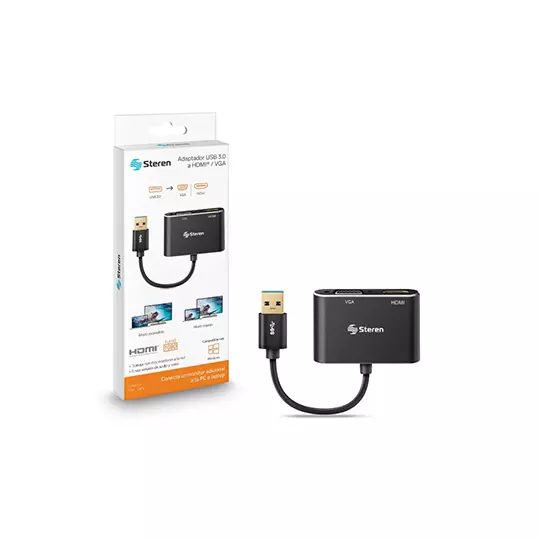 Adaptador STEREN de USB 3.0 a HDMI - VGA.