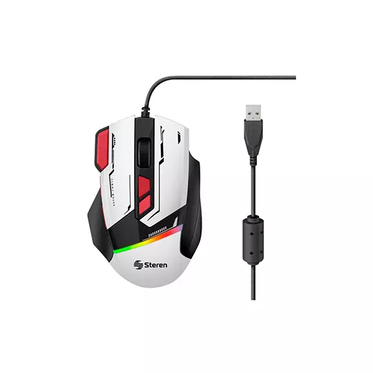 LM-Mouse gamer STEREN con conexión USB 3.0 de 1.5 m color blanco