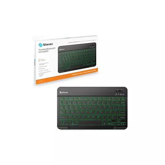 LM-Teclado bluetooth STEREN retroiluminado multicolor compacto alcance 10m