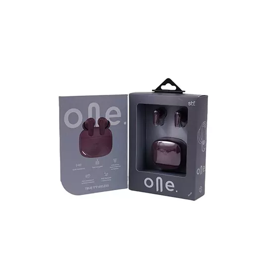 Audífonos inalámbricos STF modelo one TWS con enc color vino