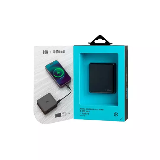 Power bank STF ultra rápida 5000 mAh color negro