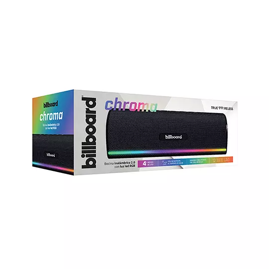 Bocina Portátil  BILLBOARD Mod. Chrome- 2x2 color Negro