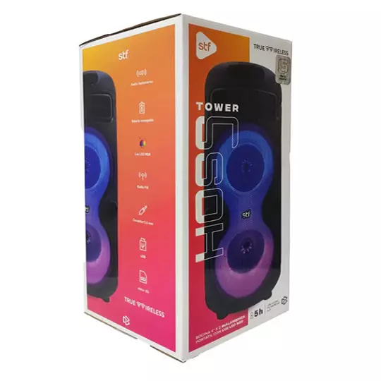 Bocina inalámbrica STF Hoss tower 4" x 2con luz LED RGB
