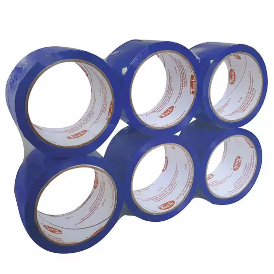 Cinta 184 de empaque TUK 48mm x 50m , color azul, con 6 piezas