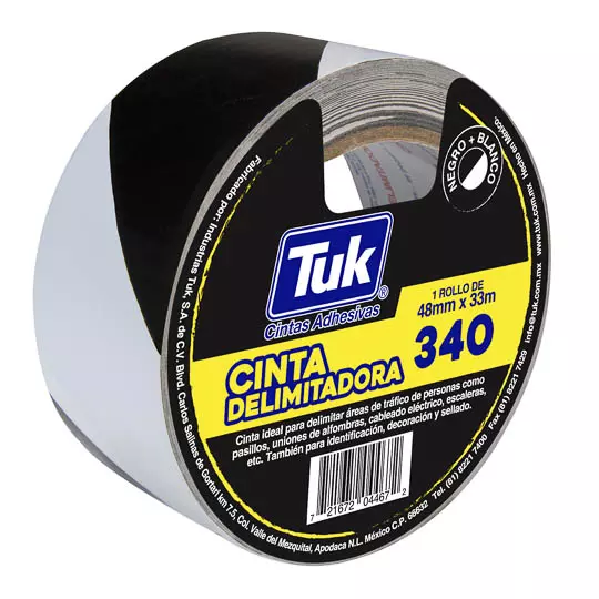 Cinta 340 delimitadora TUK 48mm x 33m , color blanco/negro