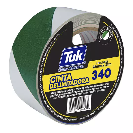 Cinta 340 delimitadora TUK 48mm x 33m , color verde/blanco