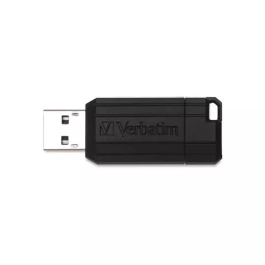 USB Verbatim PinStripe 64 GB, negro, retráctil, USB 2.0.