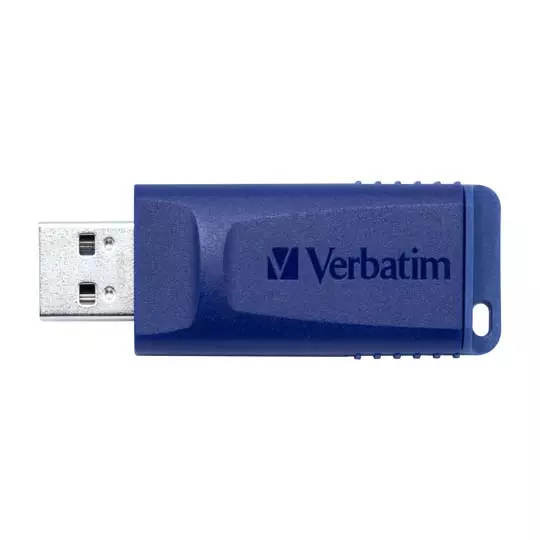 Memoria Verbatim USB 16GB retráctil azul.