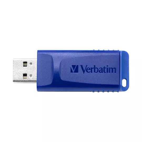 Memoria Verbatim USB 32GB retráctil azul.