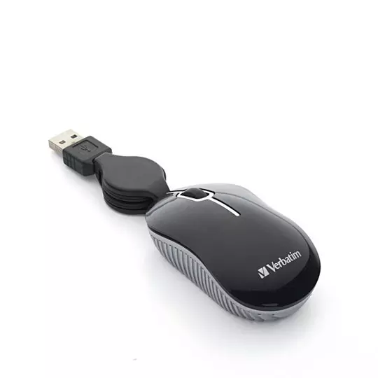 Mouse Verbatim óptico mini travel alámbrico negro