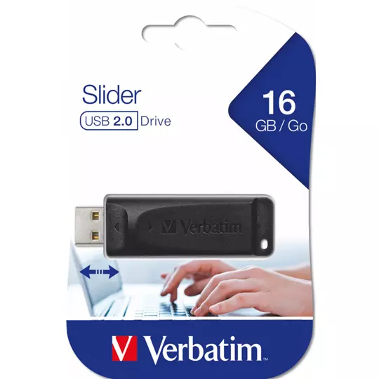 Memoria Verbatim USB 16GB slider black.