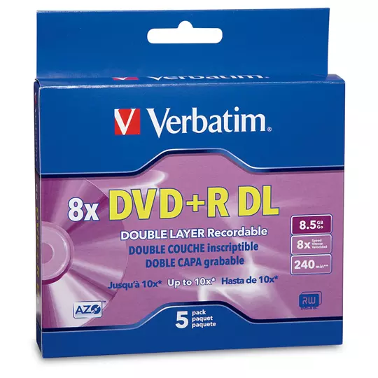 Disco Verbatim DVD-R dl 8.5GB 8x box 5 pzas