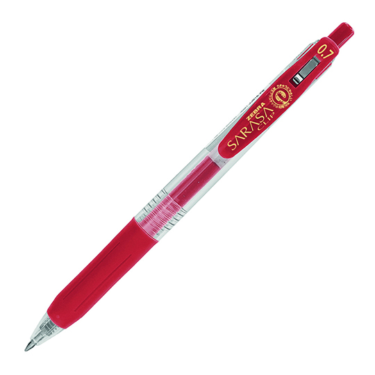 Bolígrafo de gel ZEBRA Sarasa clip punto mediano rojo caja con 6 pz
